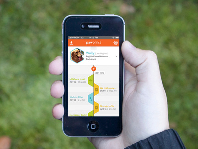 Pawprints app dog flat iphone pawprints puppy social timeline ui