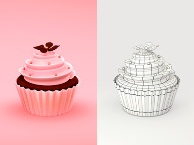 Vibe Cupcake 3d 3d blender cake pink