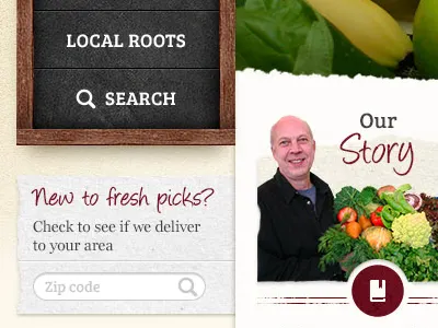 Fresh Picks angelina bree serif chalkboard icon navigation paper torn edge wood