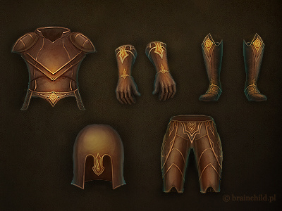 the first armor set for a game armor brainchild brainchild.pl game icon game icons game item helmet icon icon set icons item leather leather armor armour magic material rafal urbanski rafał urbański set