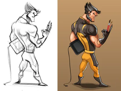 Сharacter 2 character comics designer job man superhero wolverine
