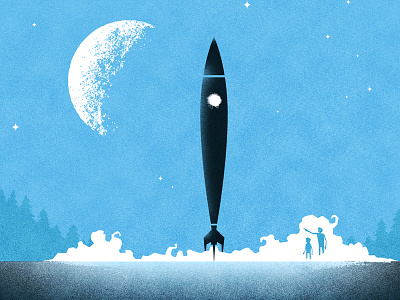 Rocket Boys illustration moon rocket texture