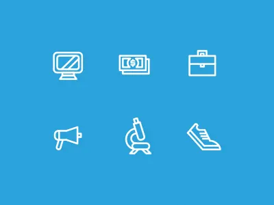 Categoricons (1) briefcase computer loudmouth loudspeaker microscope money science speaker tennis shoe