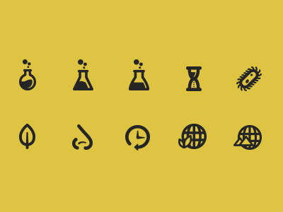 USHIELD: Icons beaker cell clock globe hang tag icon icons leaf nose