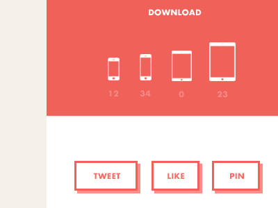 Download / Tweet / Like / Pin button download facebook icon ipad ipad mini iphone iphone5 like pin pinterest tweet twitter ui user experience user interface ux