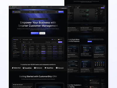 Customership UI Kit - CRM Website (Landing Page) blog page career page changelog page contact sales crm customer page customer relation detail product page documentation page faq page landing page login pricing page privacy policy page register responsive saas task management ui kit website