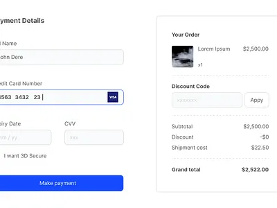 Minimalist Credit Card Checkout UI checkout creditcart graphic design minimaldesing paymentform ui ux