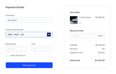 Minimalist Credit Card Checkout UI checkout creditcart graphic design minimaldesing paymentform ui ux