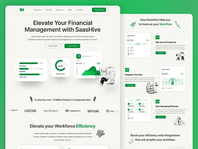 Saashive - Light Homepage Design clean creative design elegant minimal modern saas design saas website template ui ux web design webdesign webflow webflow template website website design