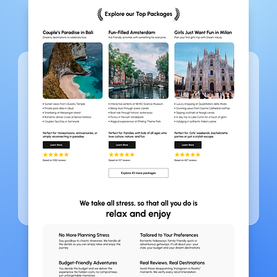 Travel Website Design blue branding design ui web design website website design