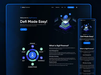 Sigil Finance - DeFi Landing Page UI Design arificial blockchain crm landing page crypto landing page defi home page intelligence landing page marketing landing page mobile product design sales landing page token ui uiux web design web3 web3 landing page