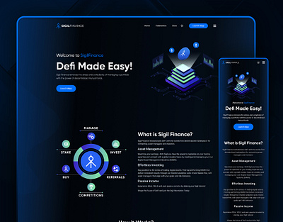 Sigil Finance - DeFi Landing Page UI Design arificial blockchain crm landing page crypto landing page defi home page intelligence landing page marketing landing page mobile product design sales landing page token ui uiux web design web3 web3 landing page