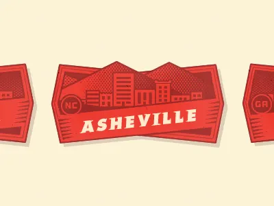 City Badge - Asheville 352 media group badge beer brewery city futura halftone illustration lettering losttype mountains outage the stein type typography