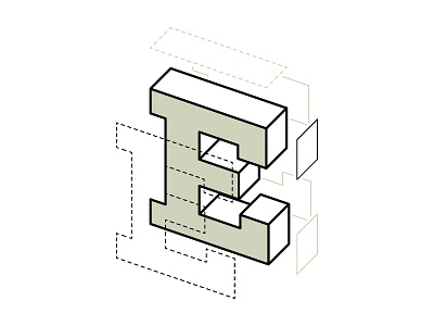 E! architecture e exploding type logo
