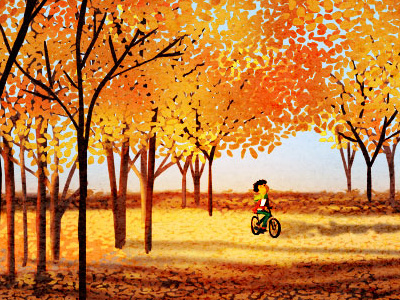 season of love autumn bike biking colorful colors fall illustration