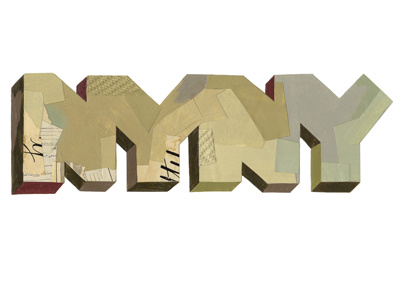 NYNY collage illustration lettering muted type typography words