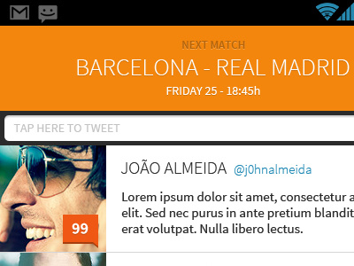 Mobile App - Detail shot android klout mobile orange twitter