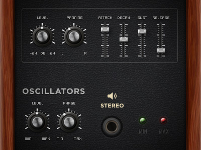 Audio panel audio lock oscillator reverb stereo tumbler ui user interface wire