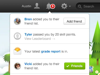 Notification Center center design duolingo navigation notification notification center popover ui ux web