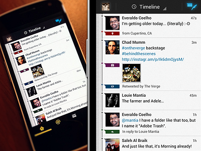 Timeline Android Twitter App android app black design galaxy holo ics nexus timeline tweet twitter ui user interface white