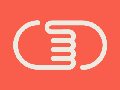 Logo concept circles curves hands icon line logo red simple