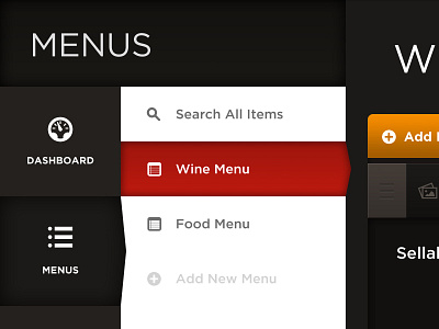 Primary/Secondary Navigation gotham menus navigation pictos ui