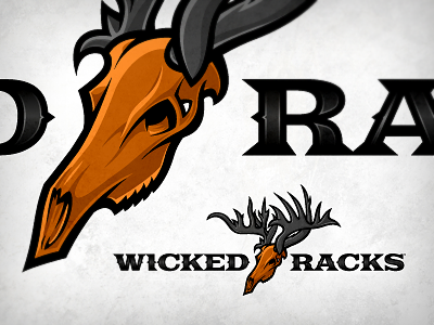 Wicked Racks deer goblin logo orange skull typography