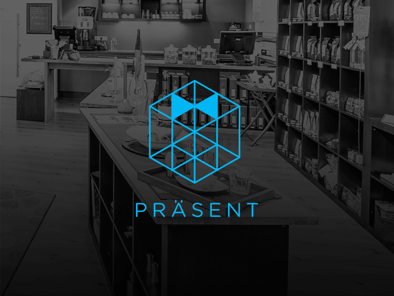 PRÄSENT logo proposal alex alexander wende alexwende art direction bow box boxed branding colors cube geometric gift identity lines logo logodesign monoline package packed präsent room shop simple simplicity triangles wende