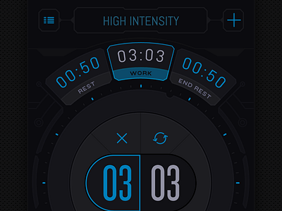 Workout App Actual Pixels black dial interface iphone knob