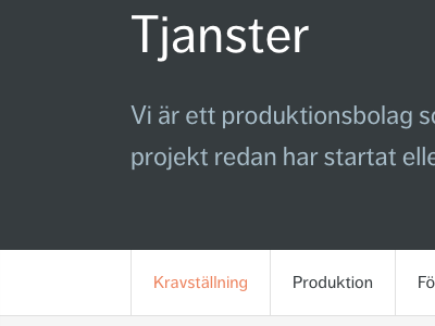 Tjanster agency nav navigation portfolio typography whitespace wip