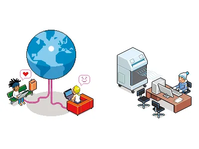 Inventions 01 air computer people pixel pixelart world