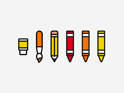 Painting tools app brush children icon pencil pictogram symbol vector