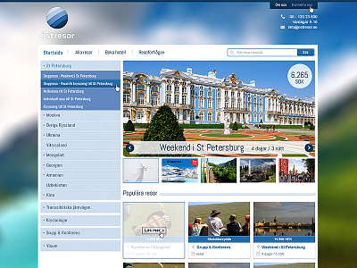 Ostresor landing page blue design dropdown landing page layout offers online travel user interface web