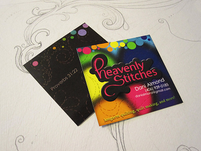 Business Cards business cards colorful heavenly stitches quilt quilting square business cards