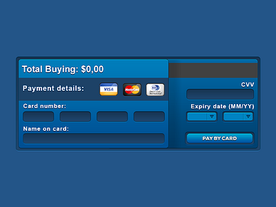 Blue Payment Form blue card credit diners form interface master payment photoshop ui visa