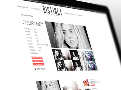 Female Model Profile Page clean fashion models ui ux