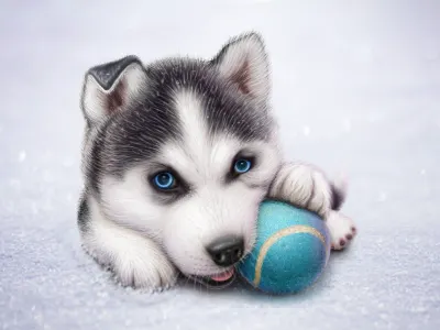 Husky illustration for web site app ball cuberto dog icon illustration snow