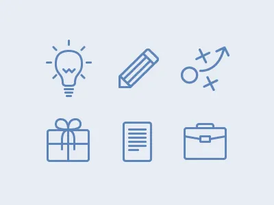 Icons bulb gift icon icons pencil strategy suitcase