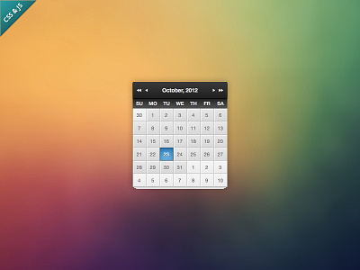 Kalendae (calendar) Metal Skin - JS/CSS calendar css css3 date datepicker download freebie github html html5 javascript js