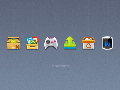 Icons basket box download install joystick makemake management manager software trash uninstall update