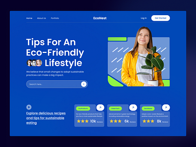 EconNest || Hero Exploration design designer eco friendly freelance greenhouse header hero landing page landingpage lifestyle marketplace order product project purchase remote trending uxui web web design