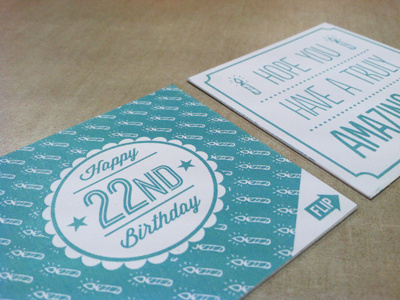 Happy 22nd! birthday candles card design happy illustration lettering letterpress one color pattern print teal type typography white