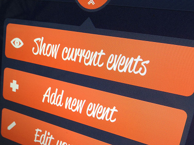 App Main Menu dropdown menu orange