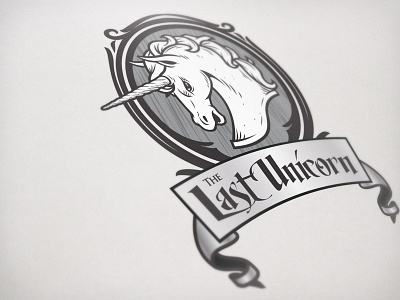 The Last Unicorn Restaurant - Alternate Logo Design brand horse logo mark mascot restaurant sign unicorn wood