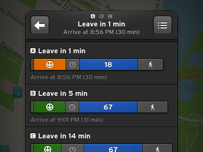 Itineraries colors itineraries routes transit trips