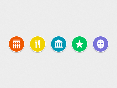 Categories Icons app applications categories circles food hotel icons ios iphone museum poi