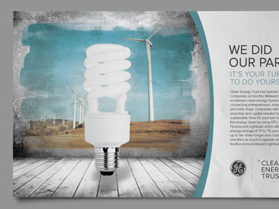 +Clean Energy Trust Campaign Poster energy green lightbulb non profit poster windmills