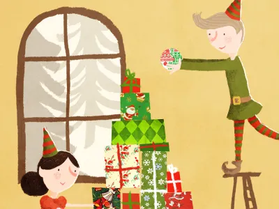 Christmas card christmas elves