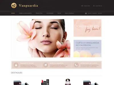 Vanguardia Homepage beauty black cart cosmetics ecommerce gold layout vanguardia woman