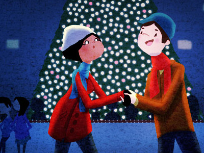 i got you art holiday ice skating illustration love romantic